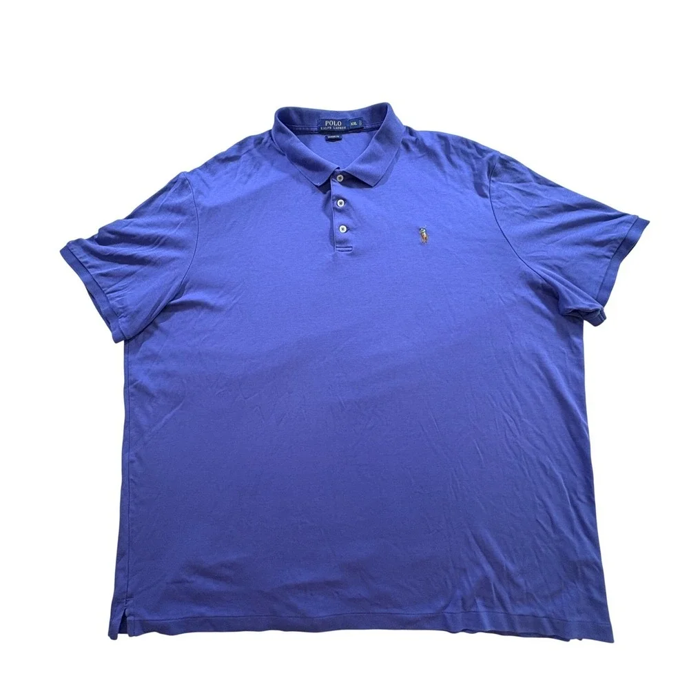 Polo Ralph Lauren Polo Shirt Mens XXL Classic Fit Purple Blue Cotton Short Slv